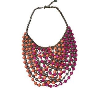 Vintage 90s-Y2K R.J. Graziano Chain Link Beaded Bib Necklace